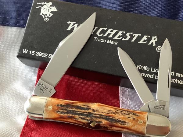1991 Winchester (by Queen) Hump Back / Balloon Whittler (Mdl#3902 S) w/ Super Stag Handles 1991 Winchester (by Queen) Hump Back / Balloon Whittler (Mdl#3902 S) w/ Super Stag Handles
