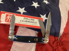 Vintage J A Henckels 3 Blade Stockman Pocket Knife with Blue Handles & Black Shield -NOS Vintage J A Henckels 3 Blade Stockman Pocket Knife with Blue Handles & Black Shield -NOS