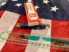 Vintage J A Henckels 3 Blade Stockman Pocket Knife with Blue Handles & Black Shield -NOS Vintage J A Henckels 3 Blade Stockman Pocket Knife with Blue Handles & Black Shield -NOS