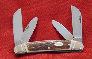 MINT CONDITION BULLDOG BRAND 1ST GEN. LARGE CONGRESS TOBACCO KNIFE GENUINE STAG ENGLISH STEEL 1985