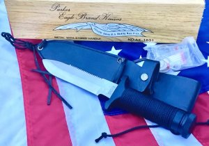 Vintage Parker 11 1/2" Large Fixed Blade Combat/Survival Knife w Orig Sheath and Box! NOS