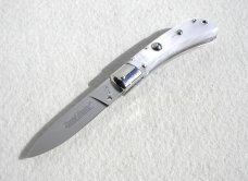 NOS AKC ITALIAN CLASSIC SPEED HUNTER ACRYLIC PEARL - NICKEL SILVER BOLSTERS 