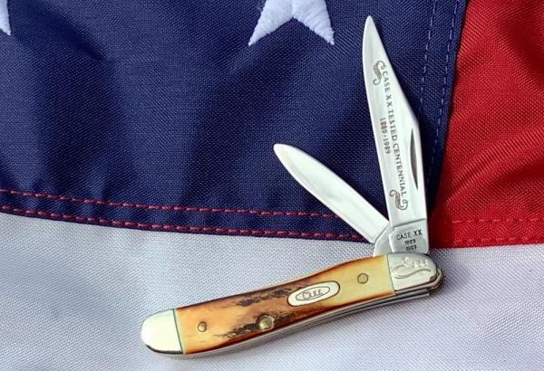 Case xx 1989 Centennial Peanut Knife (MDL# 5220 SS) w/ Great Stag Handles -NOS in M/NM Condition