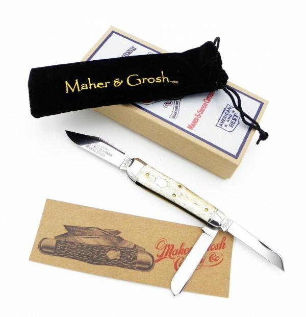 Maher & Grosh #335 SB Texas Ranger Whittler by Great Eastern; 3 5/8” closed, smooth bone handles