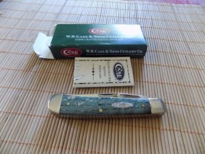 Mint CASE XX Trapper #7254 Green jigged bone Handles knife 07-23-02 LOT D