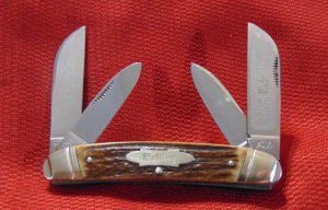 MIB BULLDOG BRAND 1ST GEN. LARGE CONGRESS  KNIFE PIT BULLS GENUINE STAG ENGLISH STEEL 1985
