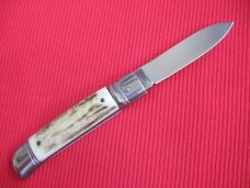 Old Stock Italian White STAG Leverlock Switchblade Knife - ROSTFREI Old Stock Italian White STAG Leverlock Switchblade Knife - ROSTFREI