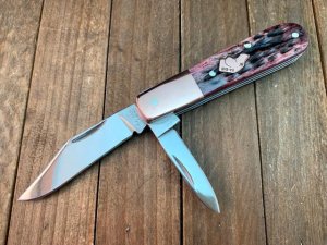Kabar by Canal Street Coppersmith 2 Blade Barlow Rootbeer Bone Copper Bolsters 