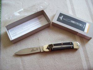 Hubertus Knife Solingen, Germany Large Size 11 Exotic Black Ebonywood NIB
