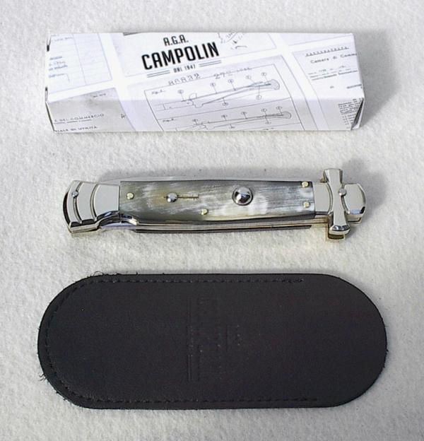 NOS A.G.A. CAMPOLIN 9" MALTESE BRAZILIAN HORN MODIFIED BAYONET BLADE NICKEL SILVER BOLSTERS- W/POUCH NOS A.G.A. CAMPOLIN 9" MALTESE BRAZILIAN HORN MODIFIED BAYONET BLADE NICKEL SILVER BOLSTERS- W/POUCH