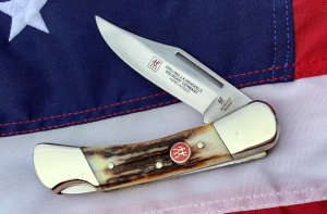 J A Henckels Lg 4 & 1/2” Folding Hunter with Super  Stag Handles