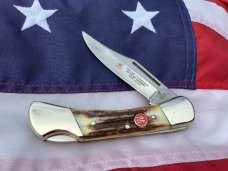 J A Henckels Lg 4 & 1/2” Folding Hunter with Super Stag Handles J A Henckels Lg 4 & 1/2” Folding Hunter with Super Stag Handles