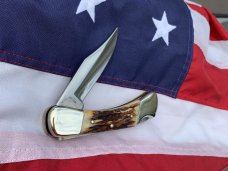 J A Henckels Lg 4 & 1/2” Folding Hunter with Super Stag Handles J A Henckels Lg 4 & 1/2” Folding Hunter with Super Stag Handles