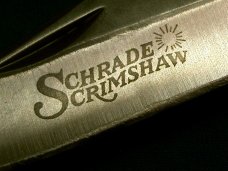 VINTAGE SCHRADE SCRIMSHAW USA SC507 FOLDING HUNTER POCKET KNIFE KNIVES BEAR FISHING OLD