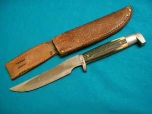 VINTAGE QUEEN STEEL #75 SKINNER HUNTING SKINNING SURVIVAL KNIFE KNIVES OLD SHEATH