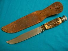 VINTAGE ASSOCIATED CUTLERY SOLINGEN GERMANY STAG HUNTING SKINNING BOWIE KNIFE KNIVES OLD SHEATH