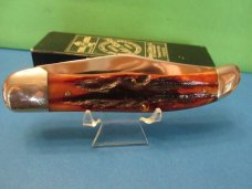 Queen Cutlery Titusville Pa. Amber Carved Stag Bone Pattern #39 Queen Cutlery Titusville Pa. Amber Carved Stag Bone Pattern #39