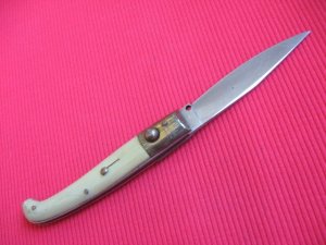 Vintage Italian Indiana Engraved Bolster Button Open/Close Switchblade Knife.