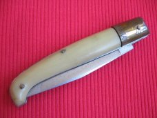Vintage Italian Indiana Engraved Bolster Button Open/Close Switchblade Knife.