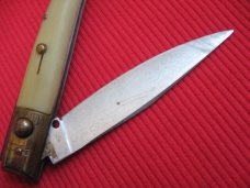 Vintage Italian Indiana Engraved Bolster Button Open/Close Switchblade Knife.