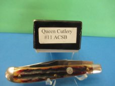 Queen Cutlery Titusville Pa. Amber Carved Stag Bone Pattern #11ACSB Queen Cutlery Titusville Pa. Amber Carved Stag Bone Pattern #11ACSB