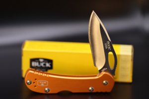 Buck 726ORS Mini SpitFire, 2.75" 420HC Plain Blade, Orange Anodized Aluminum