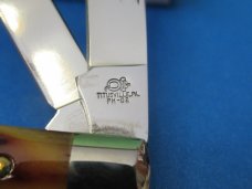 Queen Cutlery Titusville Pa. Amber Carved Stag Bone Stockman Pattern # 26 ACSB Queen Cutlery Titusville Pa. Amber Carved Stag Bone Stockman Pattern # 26 ACSB