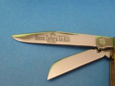 Queen Cutlery Titusville Pa. Amber Carved Stag Bone Stockman Pattern # 26 ACSB Queen Cutlery Titusville Pa. Amber Carved Stag Bone Stockman Pattern # 26 ACSB