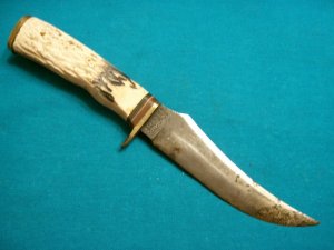 VINTAGE SCHRADE USA 498 FIXED BLADE HUNTING SKINNING BOWIE SURVIVAL KNIFE KNIVES OLD