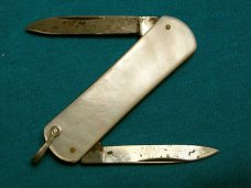 VINTAGE PEARL KEEN KUTTER EQUAL END LOBSTER CLASP POCKET WATCH FOB FOLDING POCKET KNIFE KNIVES OLD