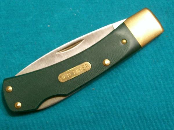 VINTAGE SCHRADE USA 5OT OLD TIMER GREEN LOCKBACK FOLDER HUNTING SKINNING FOLDING POCKET KNIFE KNIVES