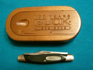 BUCK 309 USA WOOD BOX 100 YEARS STOCKMAN FOLDING POCKET PEN JACK WHITTLER KNIFE KNIVES OLD