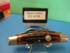 Queen Cutlery Titusville Pa. Amber Carved Stag Bone Congress Pattern #32 ACSB Queen Cutlery Titusville Pa. Amber Carved Stag Bone Congress Pattern #32 ACSB