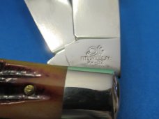 Queen Cutlery Titusville Pa. Amber Carved Stag Bone Trapper Pattern #19 ACSB Queen Cutlery Titusville Pa. Amber Carved Stag Bone Trapper Pattern #19 ACSB