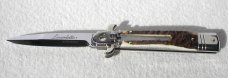 NEW AKC ITALIAN LEVERLETTO 8" GENUINE STAG NEW MODIFIED BAYONET BLADE SOLID NICKEL SILVER BOLSTERS  