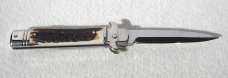 NEW AKC ITALIAN LEVERLETTO 8" GENUINE STAG NEW MODIFIED BAYONET BLADE SOLID NICKEL SILVER BOLSTERS  