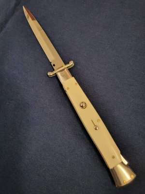 11" Frank B. CAMEL BONE SWINGUARD ITALIAN STILETTO *NEW*