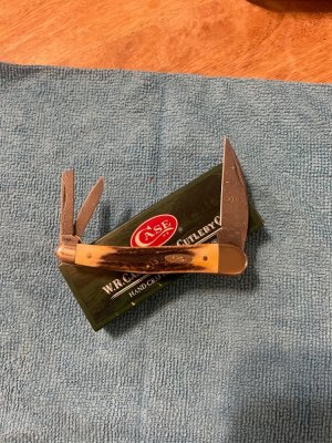 CASE XX STAG DAMASCUS SEAHORSE WHITTLER KNIFE 5355WH DAM.