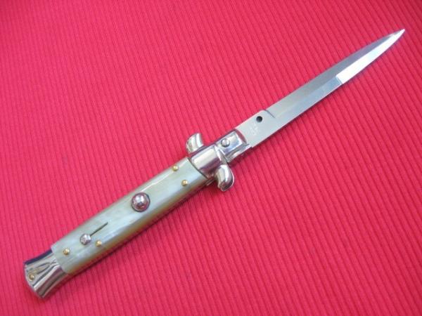 New ITALY INOX 9" BLONDE HORN Bayonet BLADE ITALIAN STILETTO Knife New ITALY INOX 9" BLONDE HORN Bayonet BLADE ITALIAN STILETTO Knife