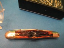 Queen Cutlery Titusville Pa. Amber Carved Stag Bone Whittler Pattern # 48 ACSB Queen Cutlery Titusville Pa. Amber Carved Stag Bone Whittler Pattern # 48 ACSB
