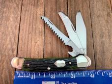 Bulldog Hunting Copperhead with Bone Saw/Cap Lifter Green Jigged Bone 1998 