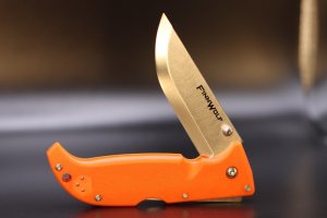 Cold Steel 20NPJ Finn Wolf, 3.5" Satin AUS 8A SS Plain Blade, Blaze Orange Griv-Ex™ Handle