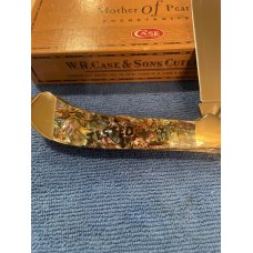 Case XX USA Genuine Abalone Pearl 82100 Script Shield Saddlehorn Knife in Box c.2003 Case XX USA Genuine Abalone Pearl 82100 Script Shield Saddlehorn Knife in Box c.2003