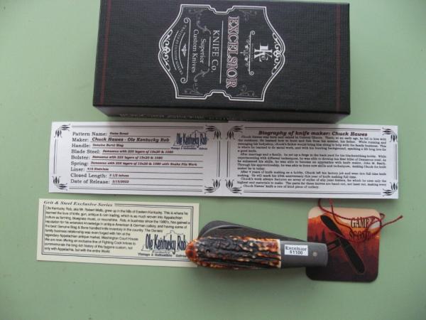 DANIELS FAMILY KNIFE BRANDS-EXCELSIOR KNIFE CO.BURNT STAG GAME SCOUT