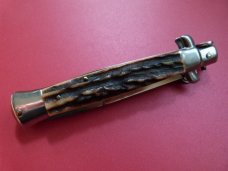Italian Stiletto Push Button Knife Stag Handles, Never Used or Carried