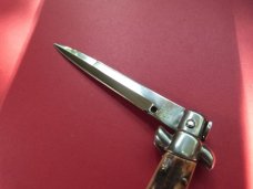 Italian Stiletto Push Button Knife Stag Handles, Never Used or Carried