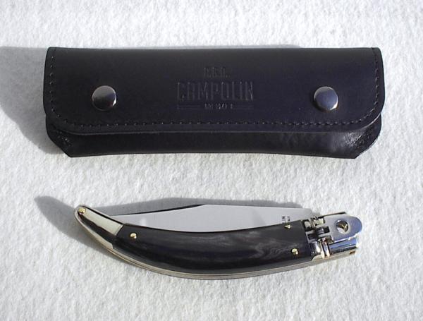 NEW 2021 A.G.A CAMPOLIN 8.5" DIANA LEVER LOCK BRAZILIAN HORN NICKEL SILVER BOLSTERS - SHEATH 