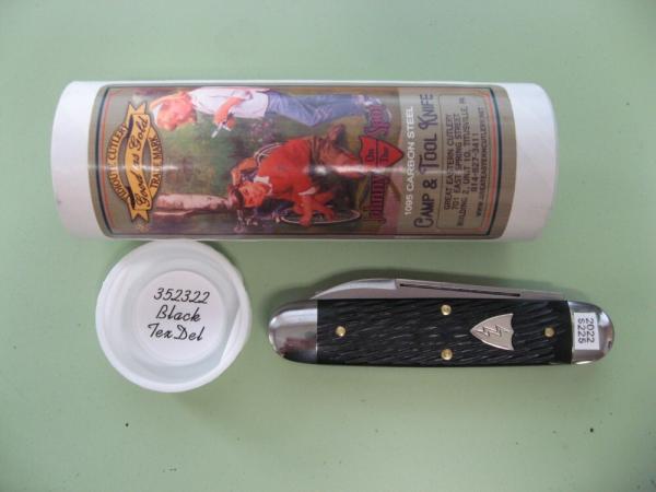 GREAT EASTERN 352322 CAMP AND TOOL KNIFE BLACK TEX DEL SCALES