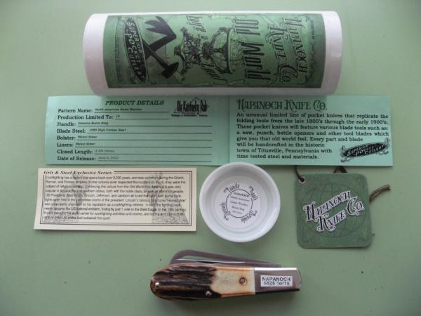 DANIELS FAMILY KNIFE BRANDS-NAPANOCH KNIFE CO.-NORTH AMERICAN GAME WARDEN BURNT STAG