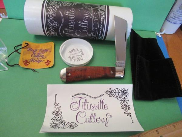 Titusville Cutlery Big Easy Cotton Knife Burnt Orange Maple Burl 1 of 60 